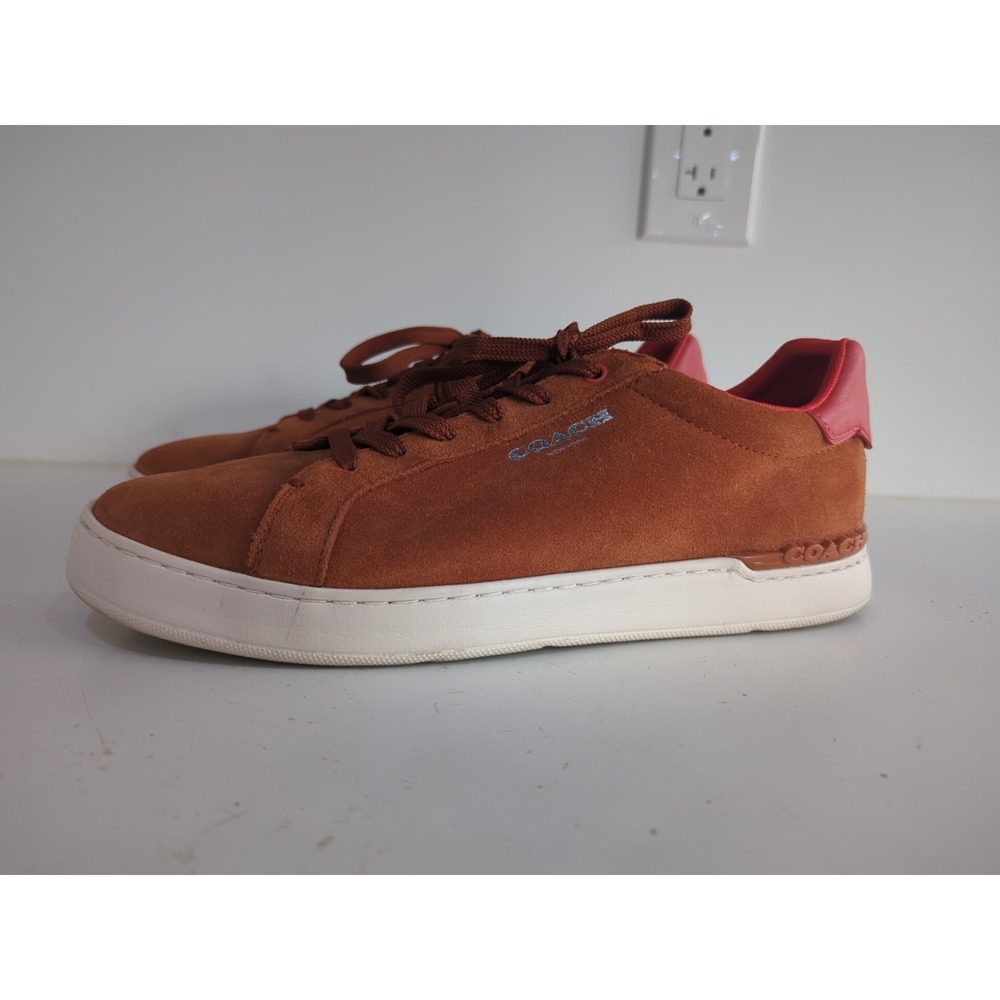 Coach Mens Burnt Orange Suede Sneakers Sporty Athletic Shoes C7029 Size 10.5